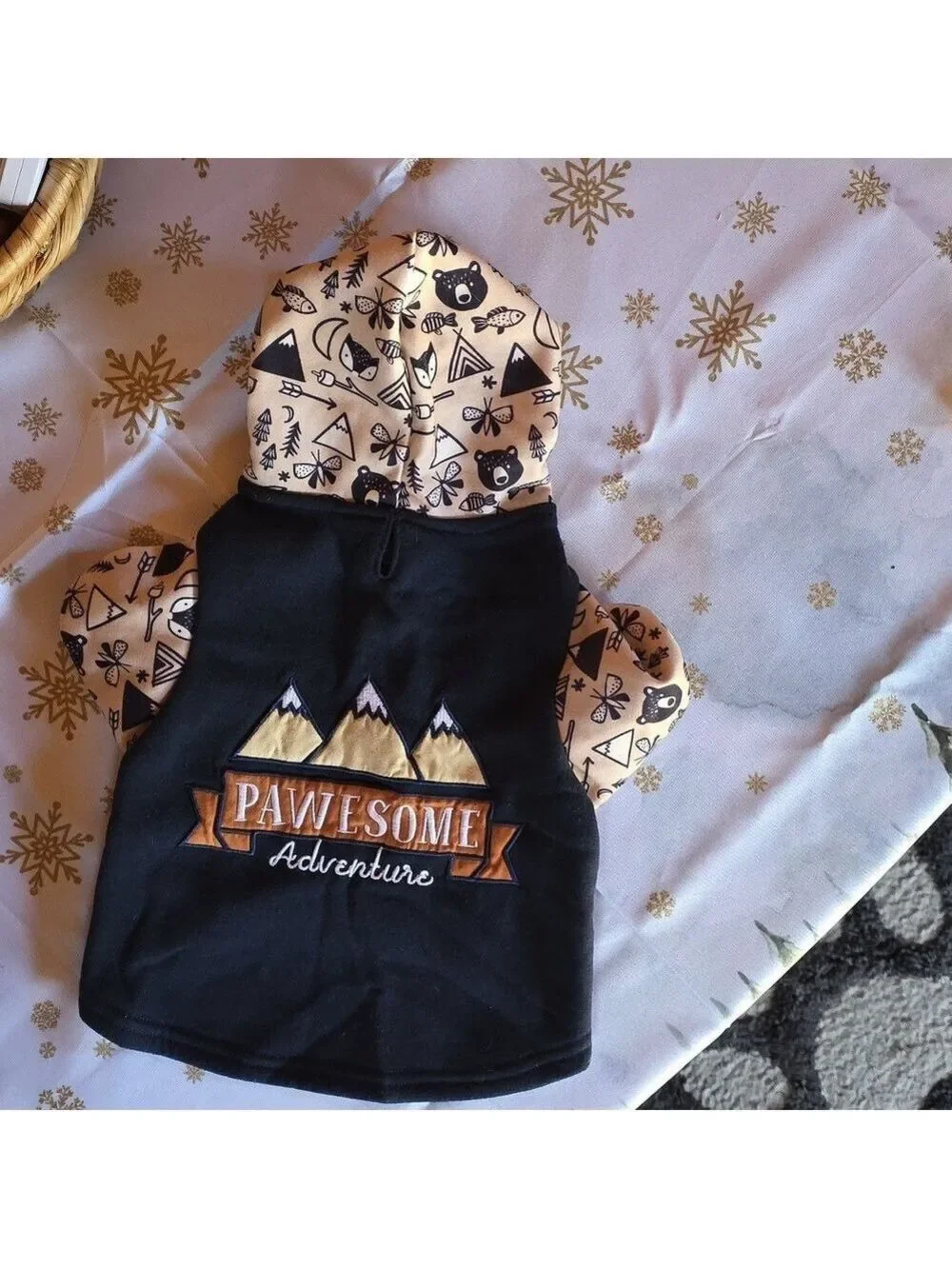 Bond & Co Black Cream Dog Hoodie Large Pawesome Adventure #DGC2-LX